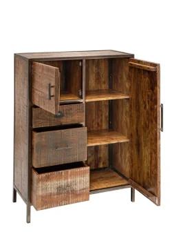 Highboard 90x120cm 'Compton' recyceltes Altholz & Eisen vintage
