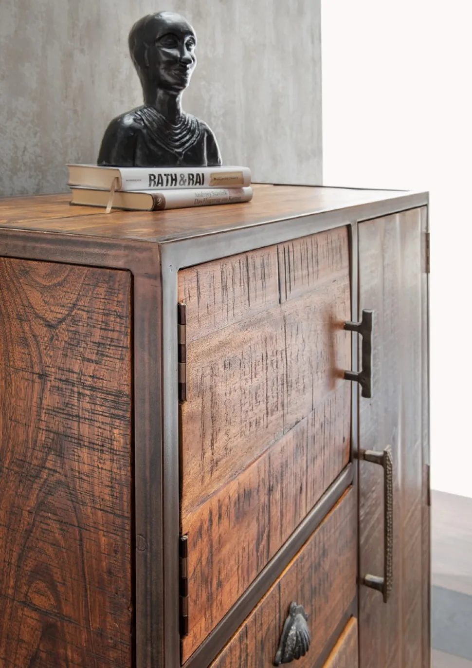 Highboard 90x120cm 'Compton' recyceltes Altholz & Eisen vintage