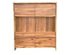 Highboard 131x147cm 'Dakar' Akazie massiv lackiert Glas