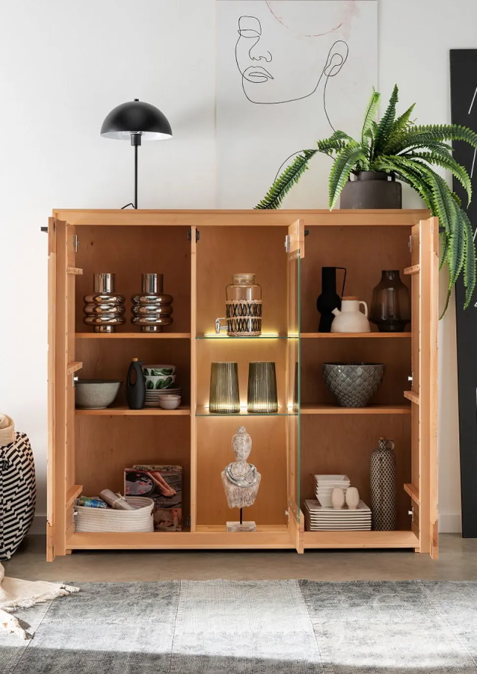 Highboard 150x135cm 'Danzig' Kernbuche geölt
