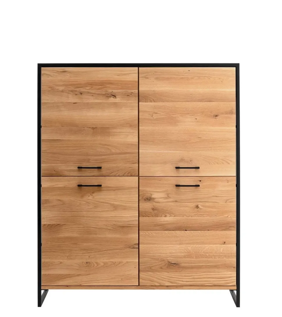 Highboard 115x138cm "Dublin" Wildeiche & Eisen schwarz