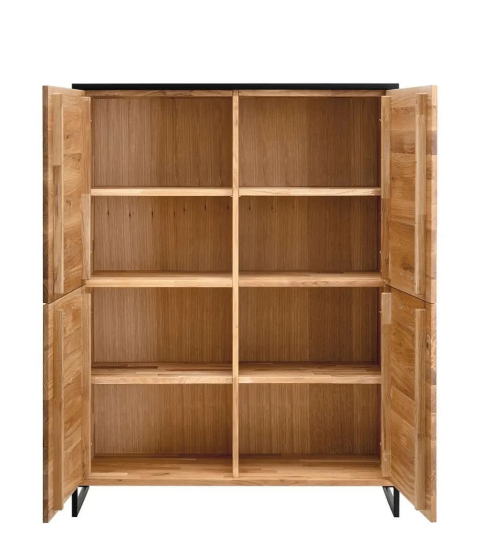 Highboard 115x138cm "Dublin" Wildeiche & Eisen schwarz