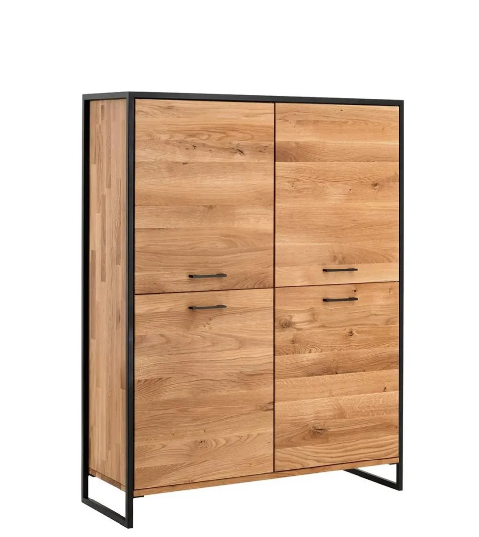 Highboard 115x138cm "Dublin" Wildeiche & Eisen schwarz