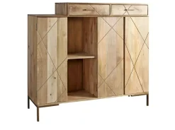 Highboard 145x132cm 'Houston' Mango natur & goldfarbig