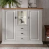 Highboard 157x134cm "Jale" Kiefer & Eiche massiv WZ-0622