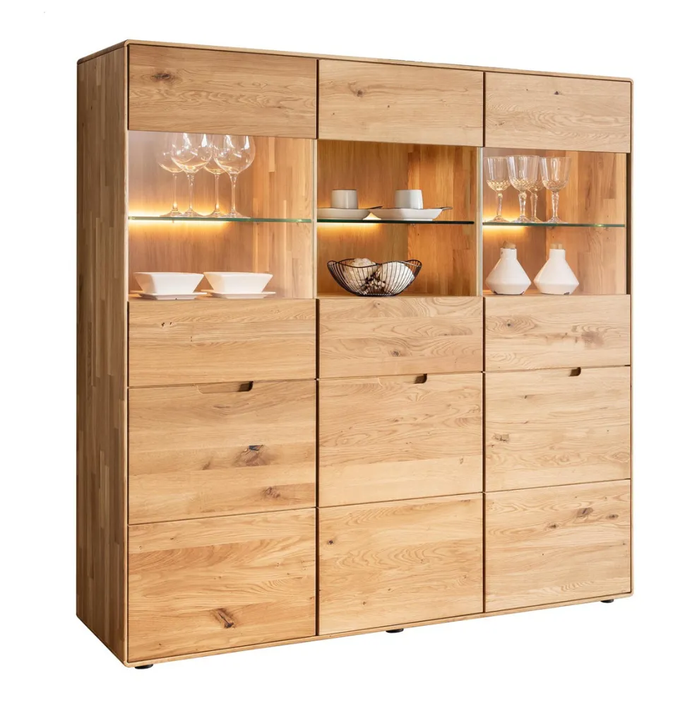 Highboard 149x149cm "Kent" Wildeiche massiv