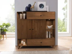 Highboard 157x145cm "Lugano" Kernbuche massiv Tabak geölt