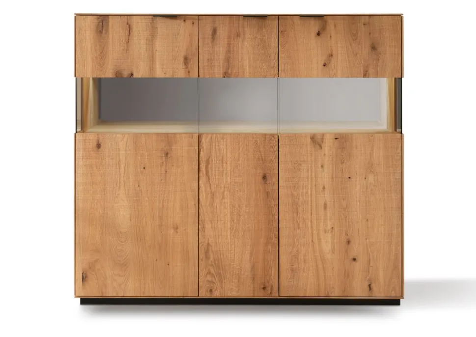 Highboard 165x145cm 'Malaga ' Wildeiche verschiedene Variationen möglich schwarz lackiert