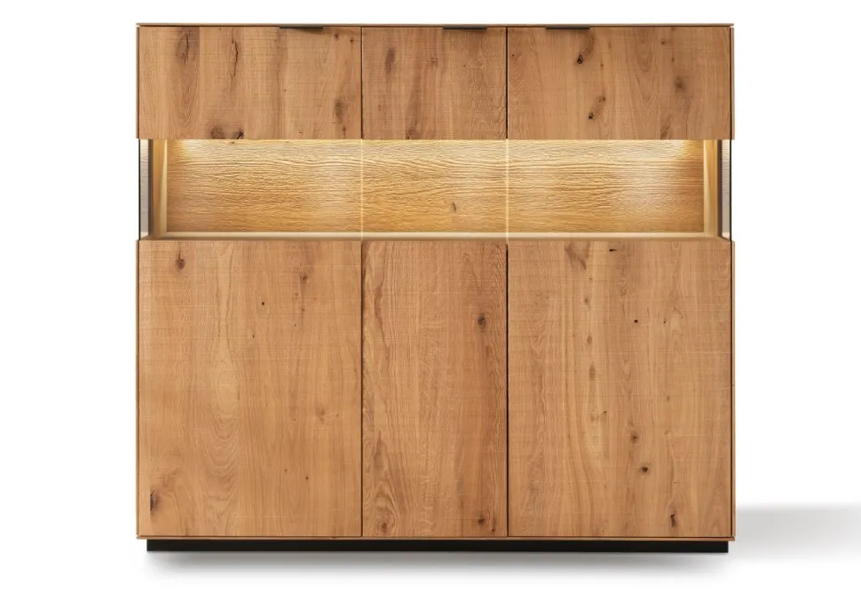 Highboard 165x145cm 'Malaga ' Wildeiche verschiedene Variationen möglich schwarz lackiert