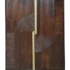 Highboard 120x160cm 'Marvello' Mango mahagoni & Metall goldfarbig Holztüren