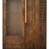 Highboard 120x160cm 'Marvello' Mango braun & Metall goldfarbig Glastür