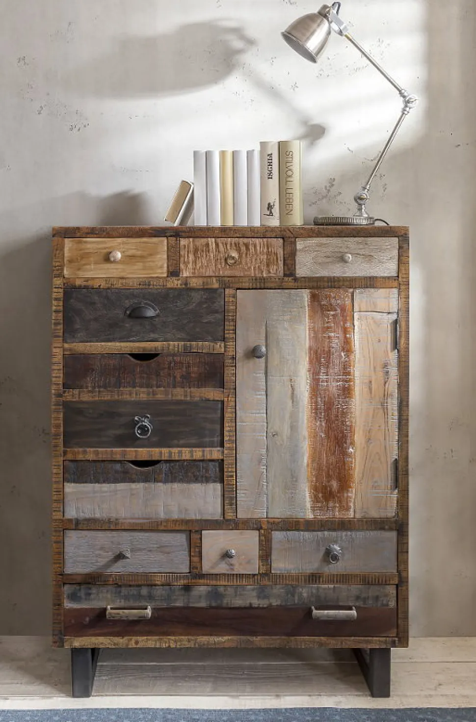 Highboard 90x120cm 'Metro' Altholz & Eisen