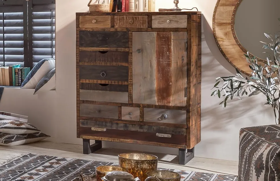 Highboard 90x120cm 'Metro' Altholz & Eisen