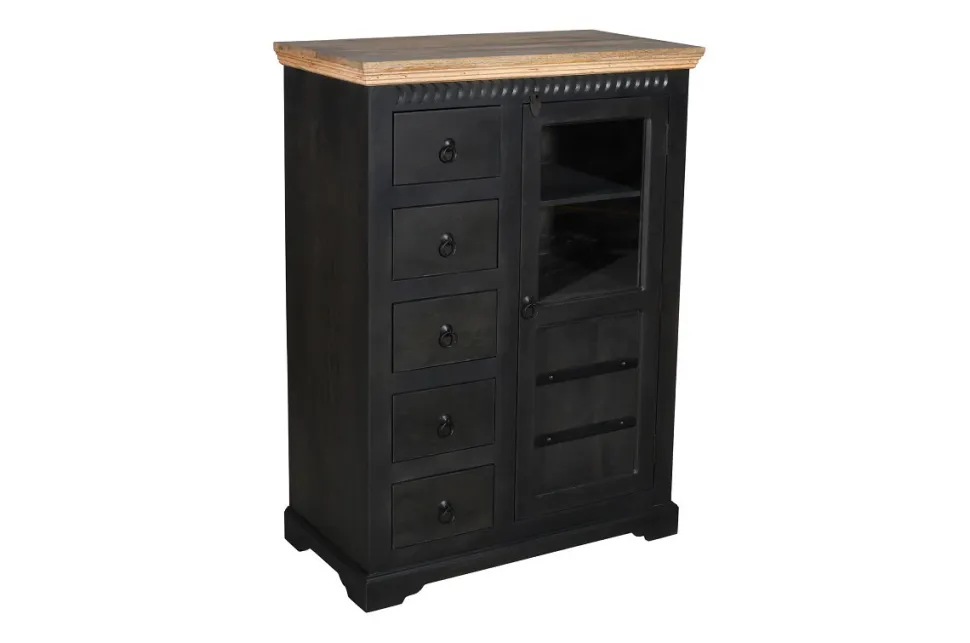 Highboard 95x131cm 'Mumbai' Mango natur & schwarz