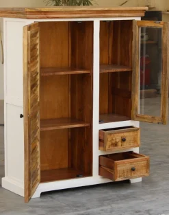 Highboard 100x128cm 'Nizza' Mango weiß natur