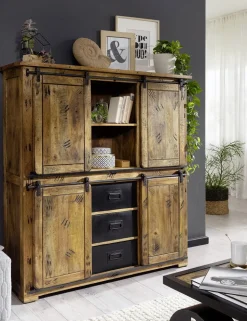 Highboard 150x160cm 'Railroad' Mango & Eisen