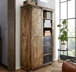 Highboard 100x175cm 'Railroad' Mango Holz & Eisen