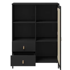 Highboard 100x136cm 'Seattle' Kiefer massiv schwarz