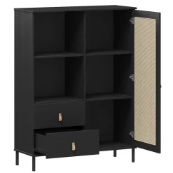 Highboard 100x136cm 'Seattle' Kiefer massiv schwarz