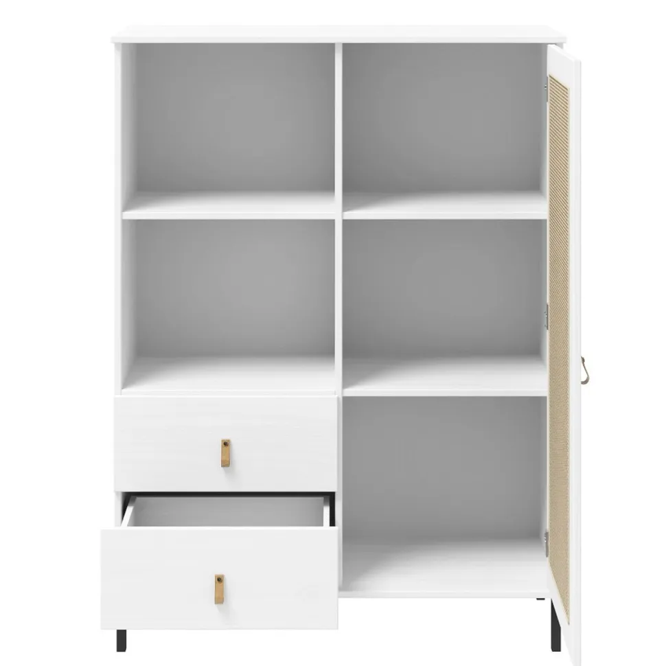 Highboard 100x136cm 'Seattle' Kiefer massiv weiß