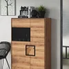 Highboard 100x151cm "Zarah" Wildeiche geölt Glas links