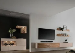 Hängeelement 180cm 'Locarno II' Nussbaum massiv & MDF creme