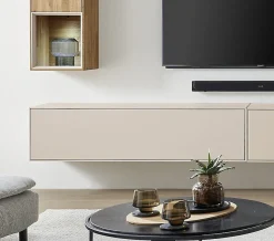 Hängeelement 140cm 'Locarno' MDF creme mit Klappe