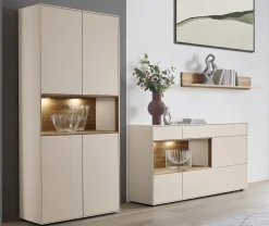 Hängeelement 140cm 'Locarno' MDF creme mit Klappe