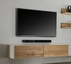 Hängeelement 180cm 'Locarno' Wildeiche massiv & MDF creme