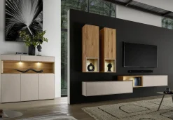 Hängeelement 180cm 'Locarno' Wildeiche massiv & MDF creme