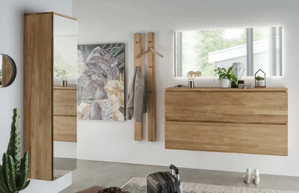 Hänge-Schuhschrank 160x84x35cm "Torino" Wildeiche massiv