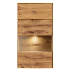 Hängevitrine mit Beleuchtung 61x111cm 'Montana' Wildeiche geölt