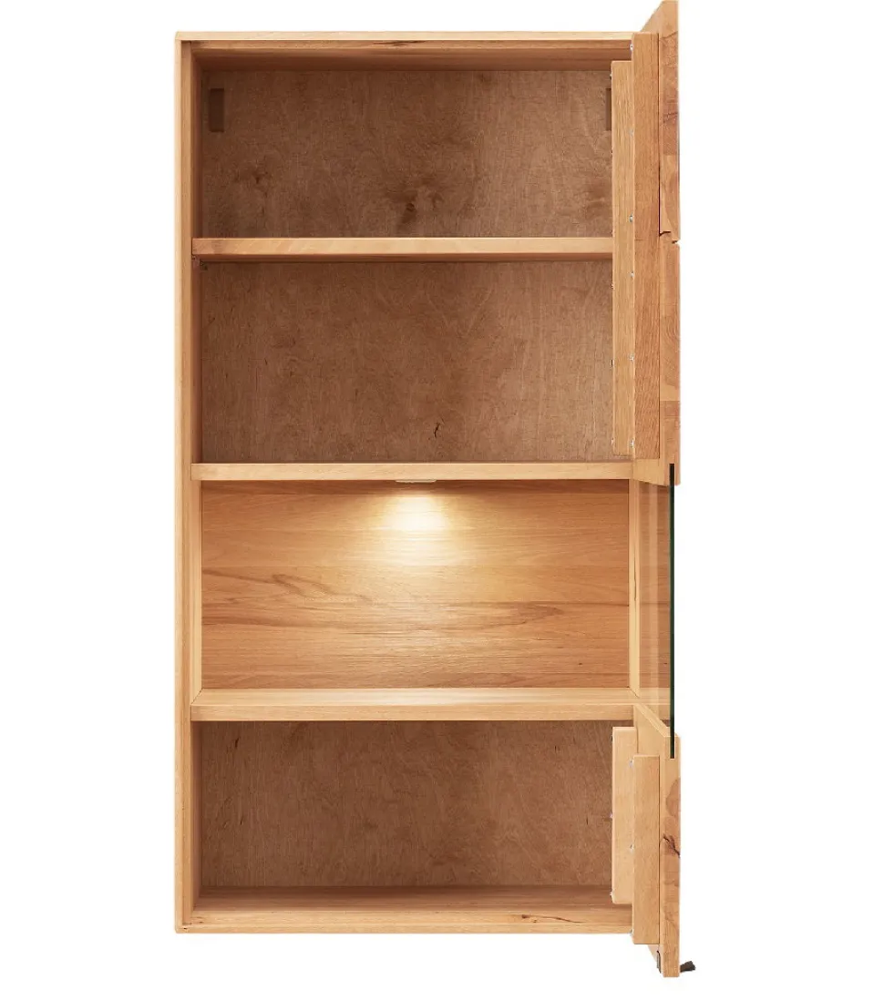Hängevitrine mit Beleuchtung 61x111cm 'Montana' Kernbuche geölt