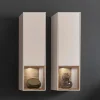 Hängevitrine 35x120cm 'Locarno II' Nussbaum massiv & Front MDF creme inkl.Beleuchtung