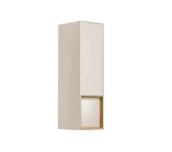 Hängevitrine 35x120cm 'Locarno' Wildeiche massiv & Front MDF creme inkl.Beleuchtung