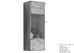 Hängevitrine 40x123cm 'Prag' Wildeiche geölt WZ-0546