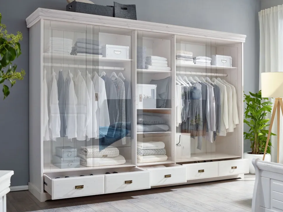 Kleiderschrank 315cm 5-trg "Mailand-Weiß" Kiefer weiß SZ-0132