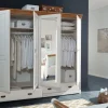 Kleiderschrank 255cm 4-trg 'Mailand-Honig' Kiefer weiß SZ-0132