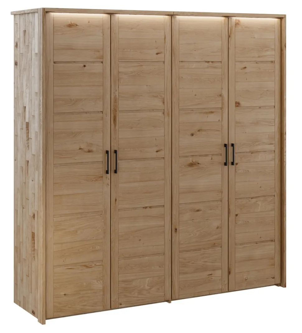 Kleiderschrank 191cm 4-trg. "Meran" Wildeiche massiv geölt