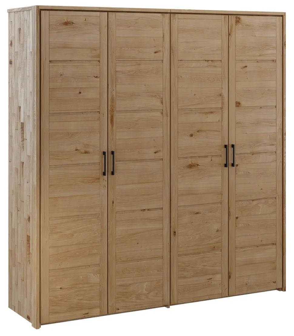 Kleiderschrank 191cm 4-trg. "Meran" Wildeiche massiv geölt