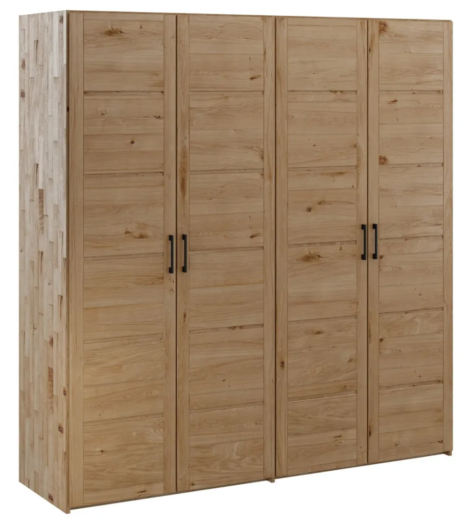 Kleiderschrank 191cm 4-trg. "Meran" Wildeiche massiv geölt