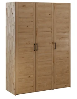 Kleiderschrank 143cm 3-trg. "Meran" Wildeiche massiv geölt