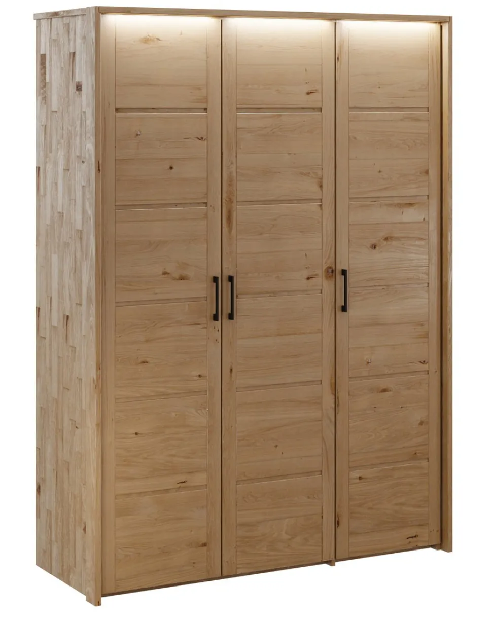 Kleiderschrank 143cm 3-trg. "Meran" Wildeiche massiv geölt