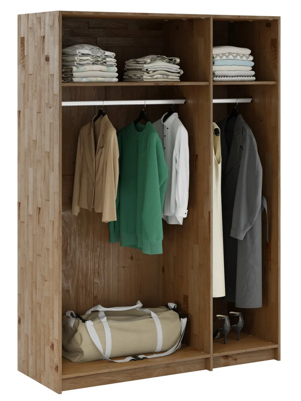 Kleiderschrank 143cm 3-trg. "Meran" Wildeiche massiv geölt