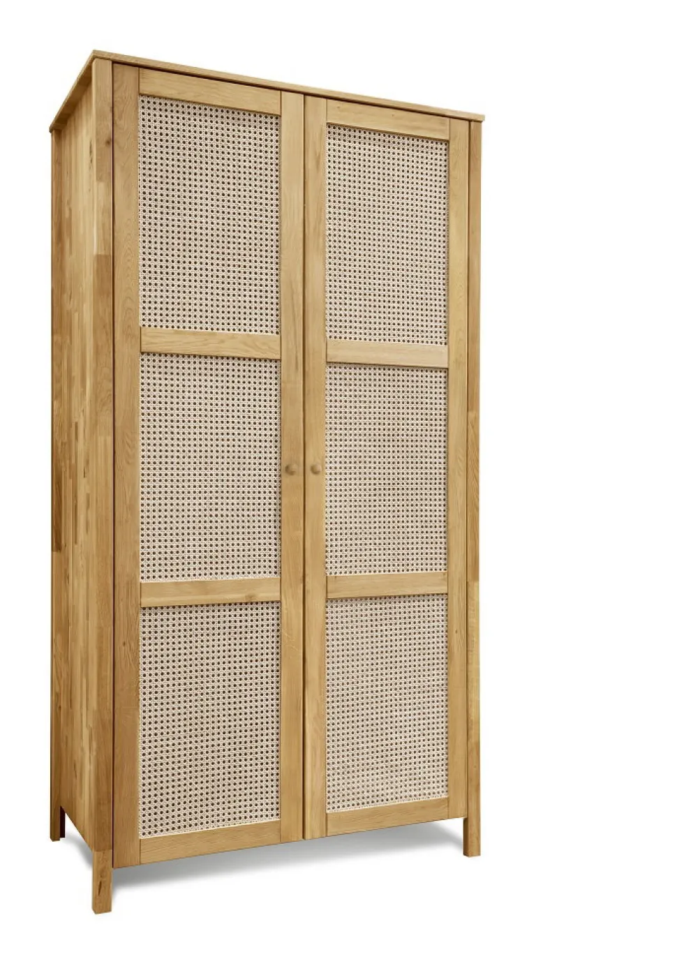 Kleiderschrank 107cm 2-trg. "Norden" Eiche & Rattangeflecht