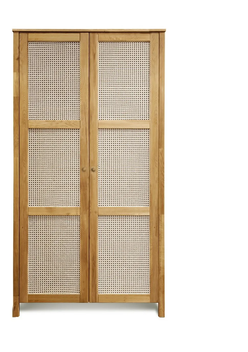 Kleiderschrank 107cm 2-trg. "Norden" Eiche & Rattangeflecht