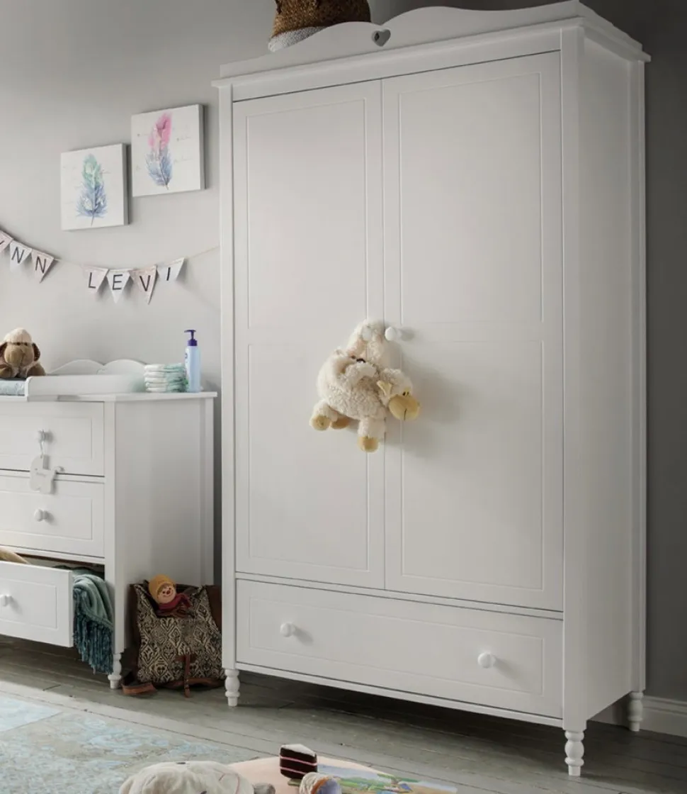 Kleiderschrank 2 oder 3-trg. "Meggie" MDF weiß lackiert 2-trg.