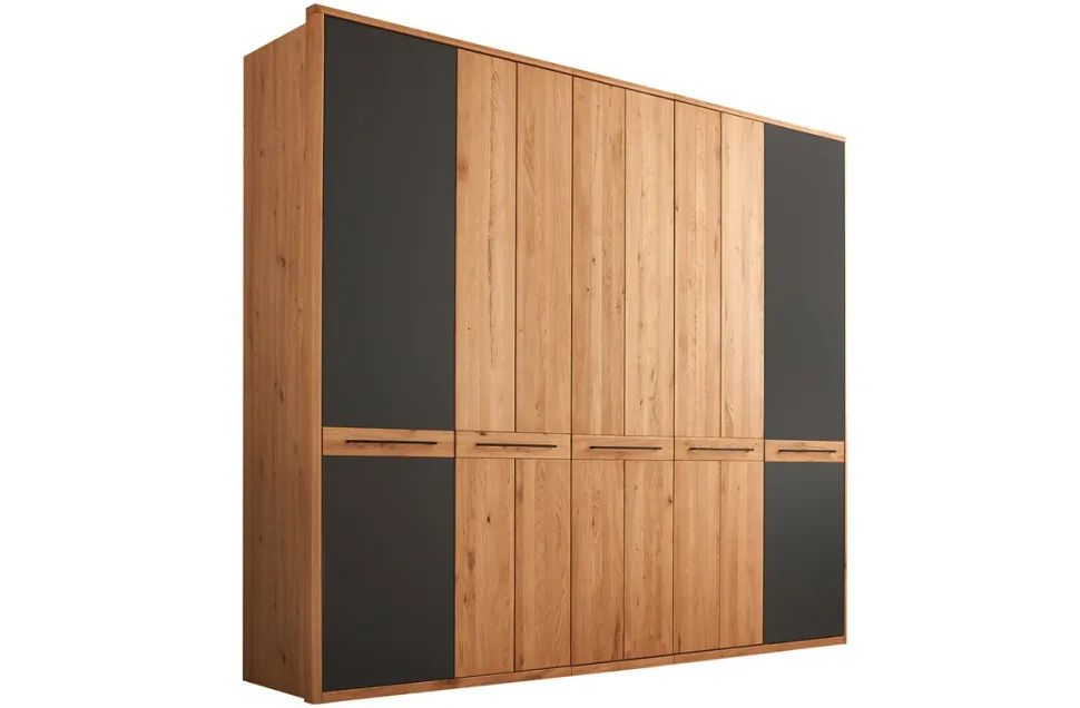Kleiderschrank 5-trg. 256cm 'Ancona' Wildeiche teilmassiv geölt