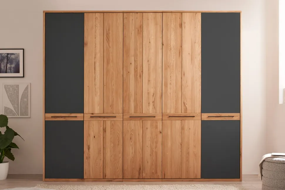 Kleiderschrank 5-trg. 256cm 'Ancona' Wildeiche teilmassiv geölt