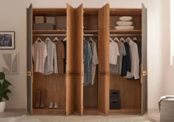 Kleiderschrank 5-trg. 256cm 'Ancona' Wildeiche teilmassiv geölt